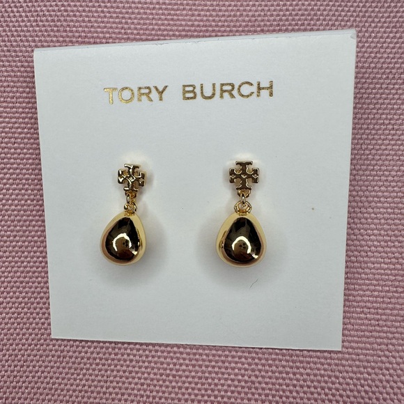 Tory Burch Gold Teardrop Earrings - Picture 1 of 3